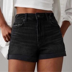 American Eagle Outfitters Black Denim High-Rise Shorts